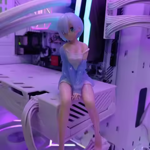 Starting from scratch in a different world, sitting posture, Rem pajamas, Rem beautiful girls, figur