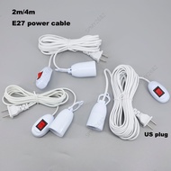 2m/4m E27 Extension Cord with Switch LED Bulb Socket Adapter Screw Holder US Plug  MY26B2