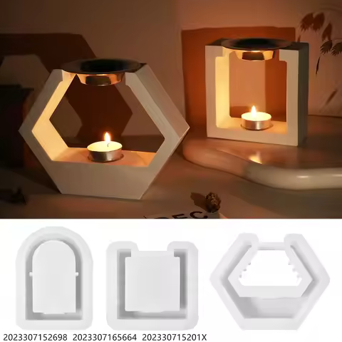 Geometric Aromatherapy Furnace Silicone Mold Cement Gypsum Essential Oil Candle Holder Mold Melting 