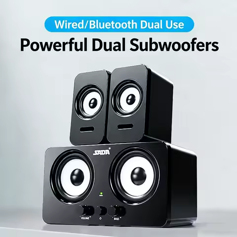 SADA D-220 Notebook Computer Audio System Multimedia Mini 2.1 Heavy Subwoofer USB/Type-C Powered Des