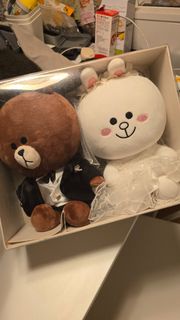 正版Line friends 結婚公仔 熊大兔兔