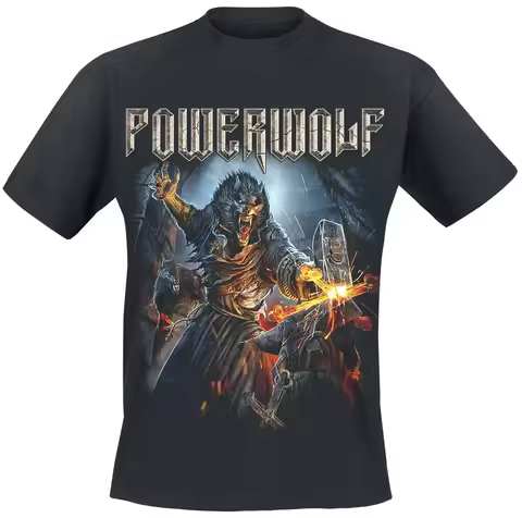 Powerwolf Incense and Iron Blacksmith Wolf Double Sided Print T Shirt, 100% Cotton Casual Neutral Te