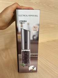 電動黑胡椒粒海鹽研磨器USB充電不鏽鋼廚房家用玻璃調味瓶