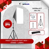 Complete Photography Reflector Softbox Package with Stand + Bulb | Live Streaming Studio Lights Soft