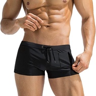 Mens Swim Trunk Swimwear With Zipper Pocket Bathing Suit Swimming Boxer Brief Square Leg Mesh Liner Board Shorts Swimsuits
