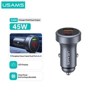 USAMS C44 CC327 Car Charger Adapter Usb-A+Type-C Fast Charging 45W