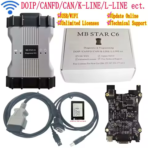 Best Real MB Star C6 Diagnosis VCI Multiplexer With CAN/DOIP Protocol with 2025.03 Software SSD C6 U