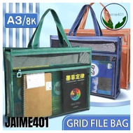 JAIME401 1pc A3 Size Art Bag File Document Zipper Expandable Net Envelope Large Capacity File Bag