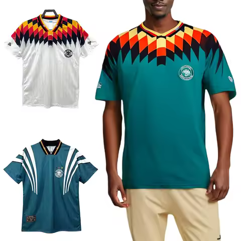 Soccer Jersey 1994 Germany Away Football Shirt Deutschland T-Shirt Short Sleeve Tops Tees Retro T Sh