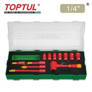 TOPTUL 12PCS 1/4" DRA. VDE 6PT Flank Socket Set GZA1246