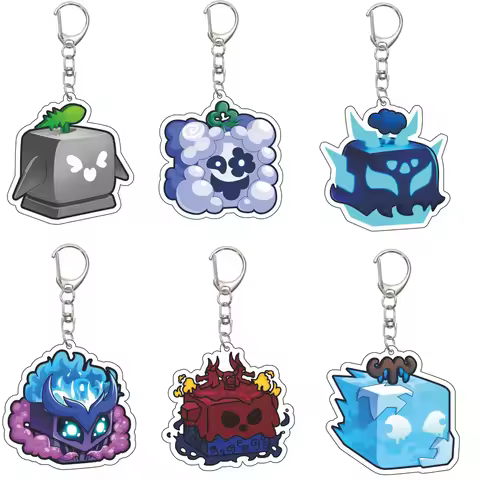 55MM Anime Blox Fruits Keychain Grass Fruit Marshmallow Fruit Ice Fruit Ghost Fruit Acrylic Keychain