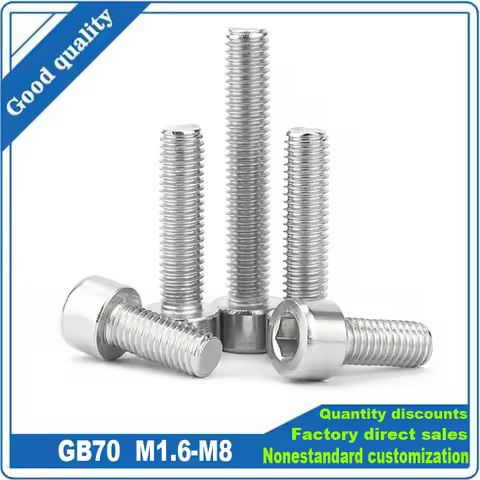 3/50pcs GB70.1 M1.6 M2 M2.5 M3 M4 M5 M6 M8 304 A2-70 Stainless Steel Hexagon Hex Socket Smooth Cap H