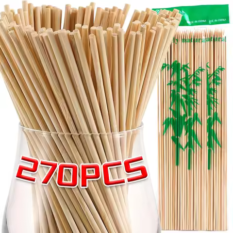 270/90pcs Food Grade Bamboo Stick Disposable Bamboo Skewer Sticks Natural Wood Long Stick for Barbec