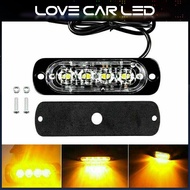 Amber 4LED Emergency Beacon Warning Light Hazard Flash Strobe Bar Car Truck