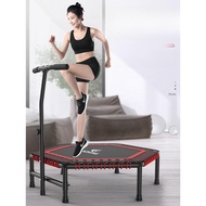 foldable hexagonal trampoline for adults: spring-loaded indoor-outdoor fitness equipment