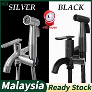 Two Way Tap 304 Stainless Steel Bathroom Faucet with Shattaf Bidet Spray Holder and Flexible Hose