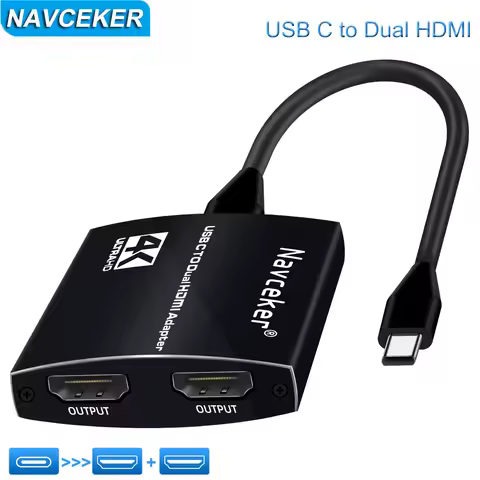 USB C to 2 HDMI Dual 4K Displays Digital AV Adapter for 2020-2016 MacBook Pro, Mac Air/iPad Pro, Del