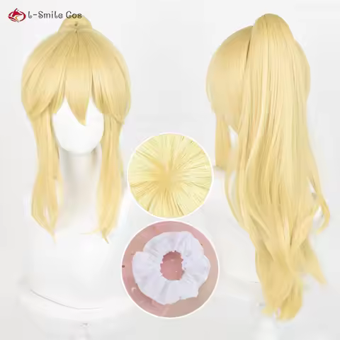 Anime Ellie Cosplay Wig 75cm Golden Yellow Wigs With Ponytail Women Eli Ayase Wigs Heat Resistant Sy
