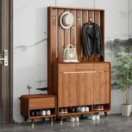 櫻桃傢俱 - 兩門三門四門鞋櫃實木鞋櫃掛衣架一體衣帽架門口玄關櫃新中式入戶隔間櫃104CM