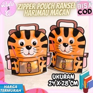CUTE TIGER MOTIF ZIPPER HAMPERS BAGS TIGER POUCH ZIPPER PACKAGING CUTE TIGER UNIQUE PLASTIC HAMPERS 