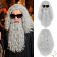 Long Gray Hobbit Wizard Wig Beard Set - Cosplay Costume for Theatrical Events