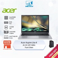 Acer Aspire Lite 14 AL14-32P-C8AG Notebook - Pure Silver (14" FHD IPS/Intel N100/8GB/512GB SSD/Intel