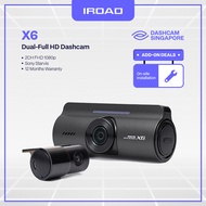 IROAD X6 | Front & Rear 1080p Full HD Dashcam | Wifi Enabled Car Camera | Inclusive of Installation
