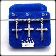 Authentic 925 Silver Cross Pendant with White Gold Plating - 925 Silver Cross Pendant Silver Necklac
