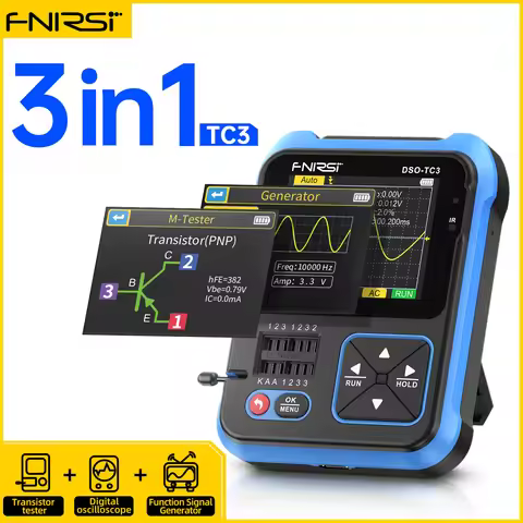 FNIRSI DSO-TC3 Digital Oscilloscope 3 in 1 Function Signal Generator Transistor Tester Voltage Test 