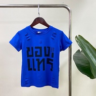 เสื้อเเม่ลูก งานตรงปก พร้อมส่ง เสื้อยืดสีสะท้อนแสง ของแทร่ ทรงซ้อ แต่งขาด ขนาดฟรีไซส์