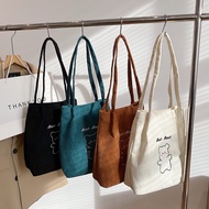 Mismi Kelly Bag Tas Jinjing Wanita Beruang Lucu Korduroi Korean Tote Bag Perempuan Stylish - 19K