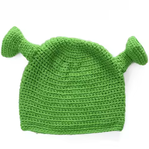 Unisex Balaclava Monster Shrek Hat Wool Winter Warm Knitted Hats Green Funny Beanie Skullies Cap for