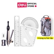 Bộ Compa học sinh Deli Đen - Gồm 8 dụng cụ - EG30404