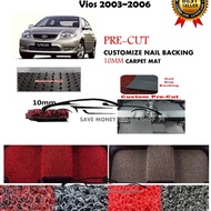 Toyota vios 2003 ~ 2007 Customized Car Coil Floor Mat Carpet Nail Backing Carmat carpet 10MM +/-