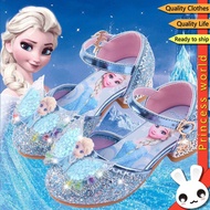 Kids Girl Frozen Elsa Princess Shoes High Heeled Crystal Kasut Budak Perempuan