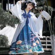 Super Discount lolita Style Improved Hanfu [Cardamom] Hanfu Female Daily Chinese Elements Printed Cabbage Hanfu Short Skirt Full Breast