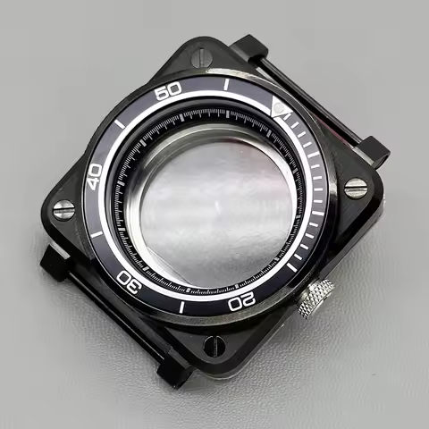42mm Black Square Pilot Cockpit Case Sapphire Glass Fit for NH38 7S26 4R35 NH35 NH36 Movement 28.5mm
