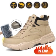 Ready Stock Safety Shoes Steel Toe Shoes Anti-Scalding Wear-Resistant High-Top Safety Shoes Protection Construction Site Work Shoes Four Seasons Steel Toe-toe Work Shoes Anti-smash