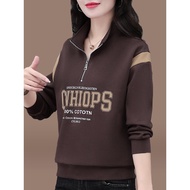 half zip sweatshirt half zipper sweatshirt Early Autumn Ladies Sweatshirt - Stand-Up Collar, Half-Zi