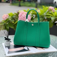 愛馬仕/Hermes Garden party 30 花園30 手提包 竹子綠銀扣  Negonda皮