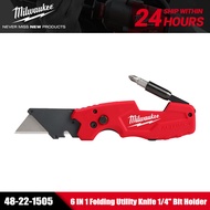 Milwaukee 48-22-1505 FASTBACK™ 6IN1 Folding Utility Knife 1/4" Bit Holder Wire stripper Bottle Opene