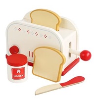 KidsLand - 木製烤麵包機組玩具食品玩具套裝和廚房配件木製麵包機適合 3 歲(烤麵包機組)