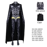 ชุดแต่งกายแบทแมนสำหรับผู้ชาย D.C อัศวินดำ Bruce Wayne รัดรูปชุดวันซี่เคปสีดำฮาโลวีนปาร์ตี้คริสมาสต์
