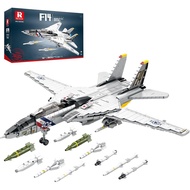 Reobrix F-14 Fighter Jet Building Set, Fighter Airplane Model Kit 33032 with Movable Wings, Military