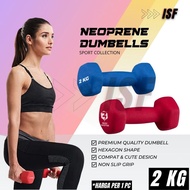 ISF Dumbbell Neoprene Dumbbell Barbell Non Slip Mini Dumbell Gym 2KG 2 KG Dambel Dambell Dambbell Du