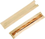 50 Pcs Baguette Bread Bag,23“Paper Bags with Window,Clear Bread Bags with Sticker,Long Size Bags Pac