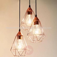 Ff Lampu Hias Gantung Rangka Besi Diamond Rose Gold Dcp 1802/3- 20Cm