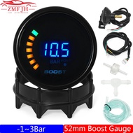 2" 52MM AutoTurbo Boost Gauge -1~3BAR Turbo Boost Meter with Sensor Smoke Lens Digital Display Meter