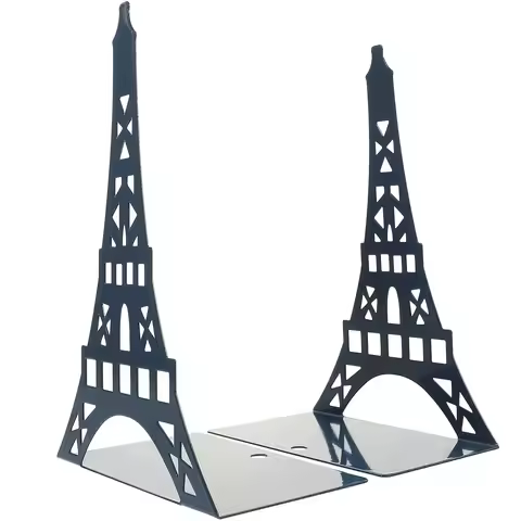2Pcs Metal Bookends Tower Design Smooth Burr-Free Surface Book Holders for Books Magazines Cds Recor