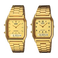 【CASIO 卡西歐】 AQ-230GA 復古金 雙顯 自動日曆 星期日期 不鏽鋼 指針錶 手錶 29.8mm
